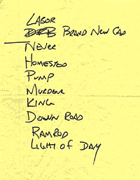 hand-written setlist